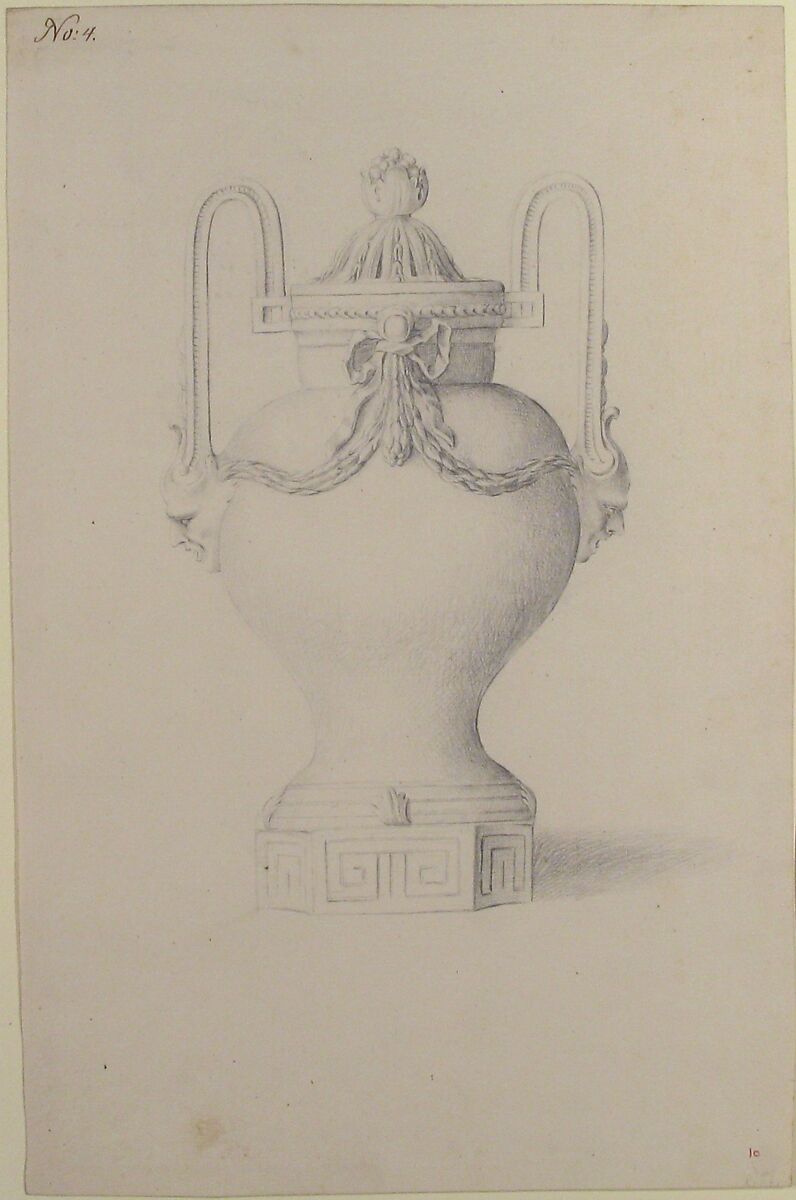Design for an Urn, Anonymous, French, 18th century, Pen and brown ink, graphite