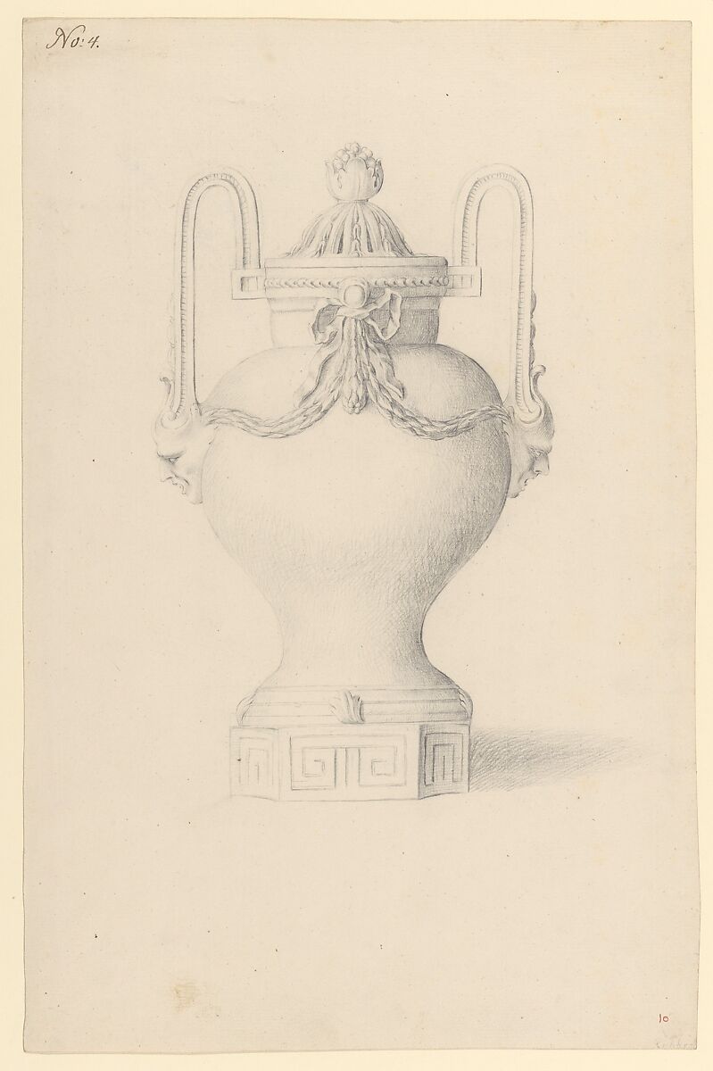 Design for an Urn, Anonymous, French, 18th century  French, Pen and brown ink, graphite