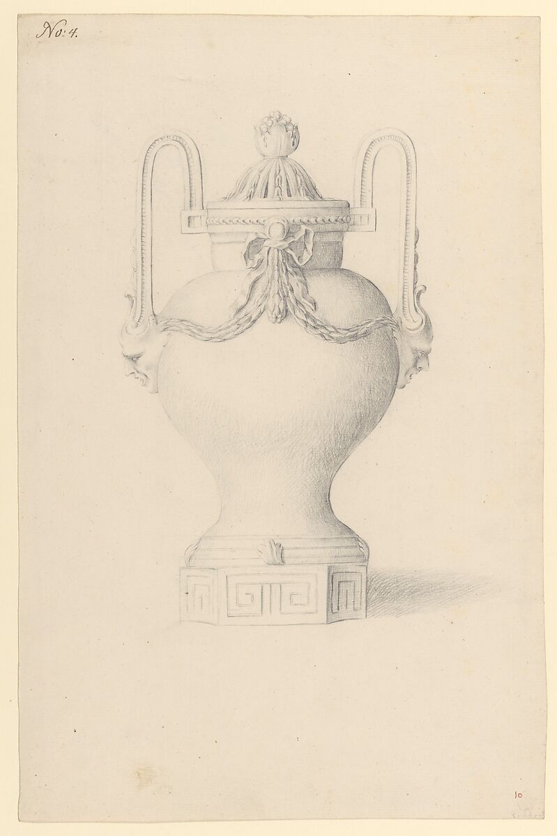 Design for an Urn, Anonymous, French, 18th century, Pen and brown ink, graphite 