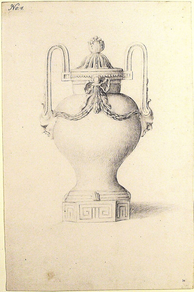 Design for an Urn, Anonymous, French, 18th century, Pen and brown ink, graphite