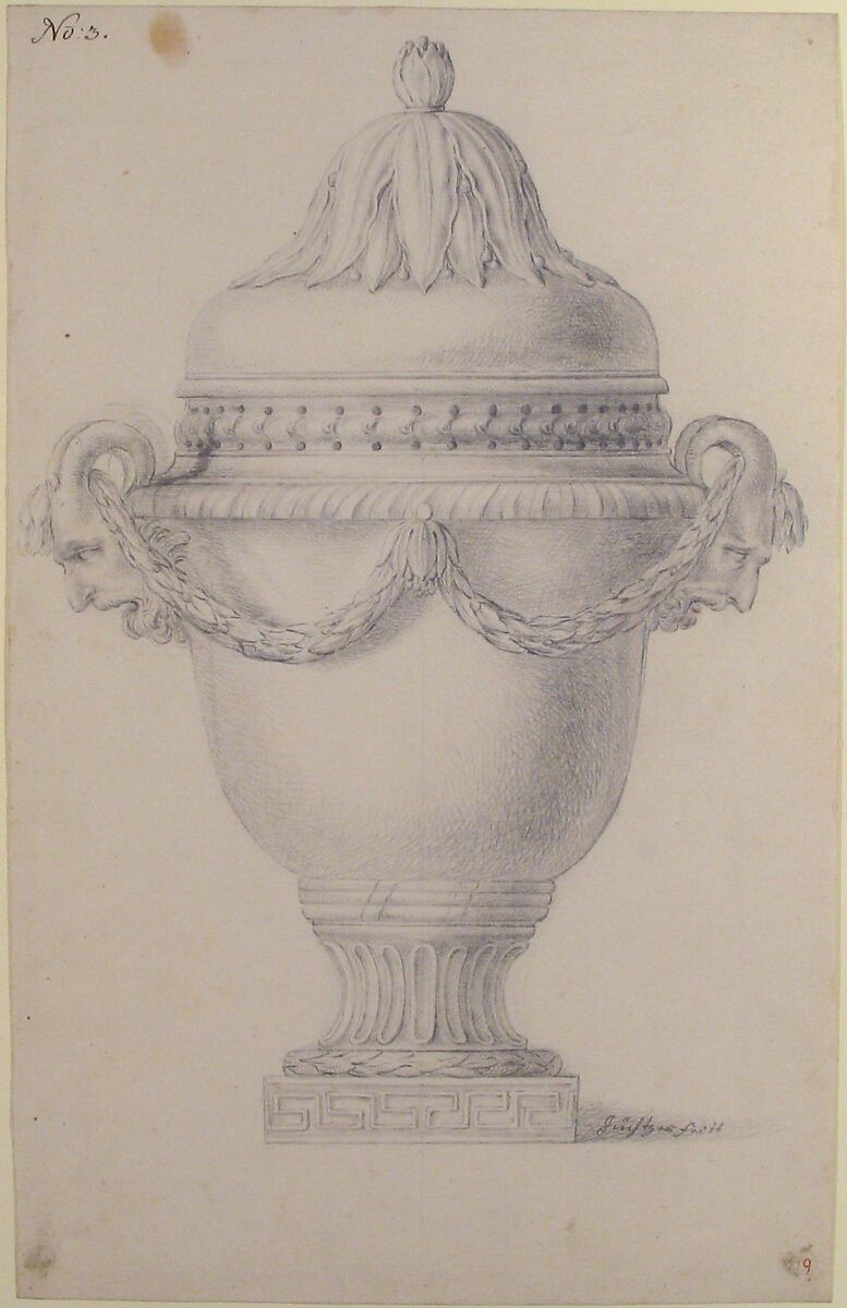 Design for an Urn, Anonymous, French, 18th century, Pen and brown ink, graphite