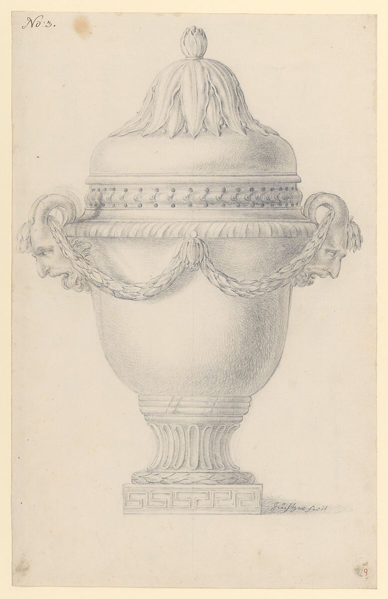 Design for an Urn, Anonymous, French, 18th century, Pen and brown ink, graphite 
