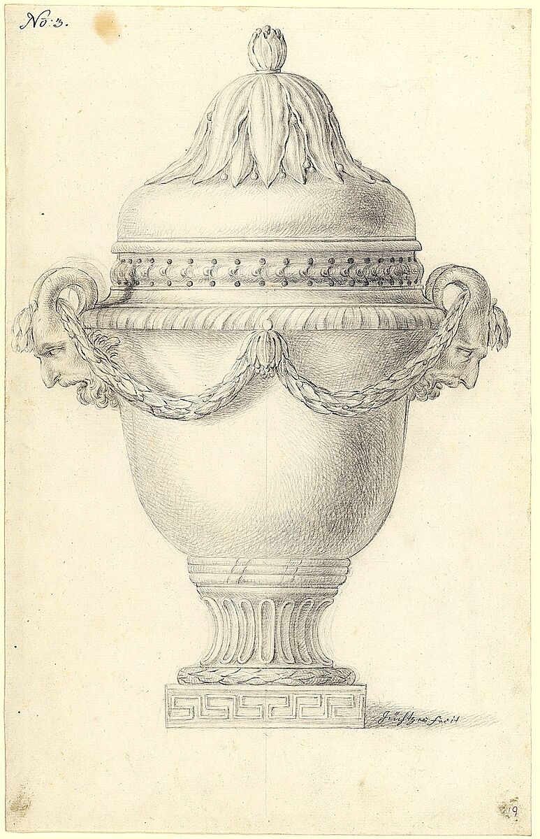 Design for an Urn, Anonymous, French, 18th century, Pen and brown ink, graphite
