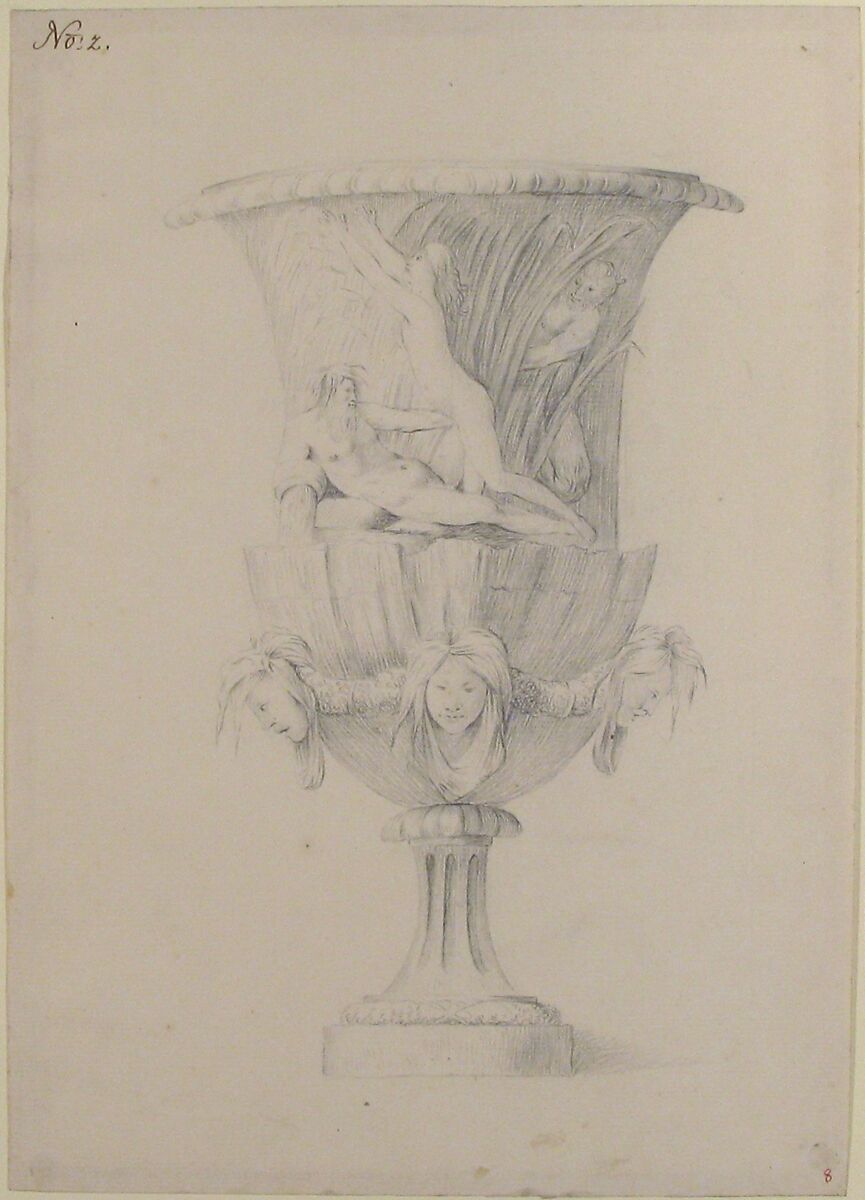 Design for an Urn, Anonymous, French, 18th century, Pen and brown ink, graphite