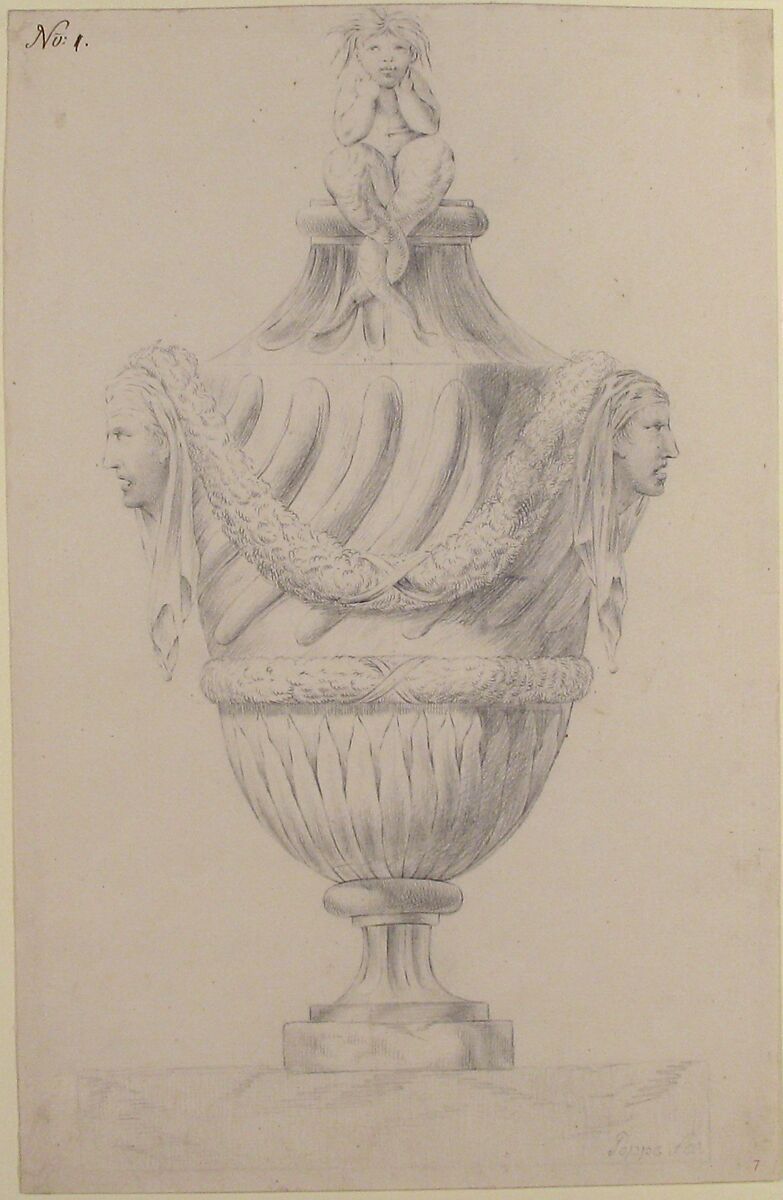 Design for an Urn, Anonymous, French, 18th century, Pen and brown ink, graphite
