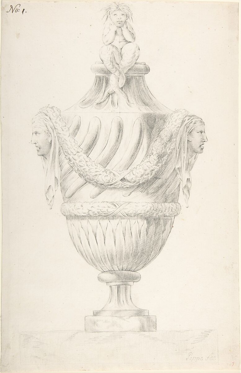 Design for an Urn, Anonymous, French, 18th century, Pen and brown ink, graphite 