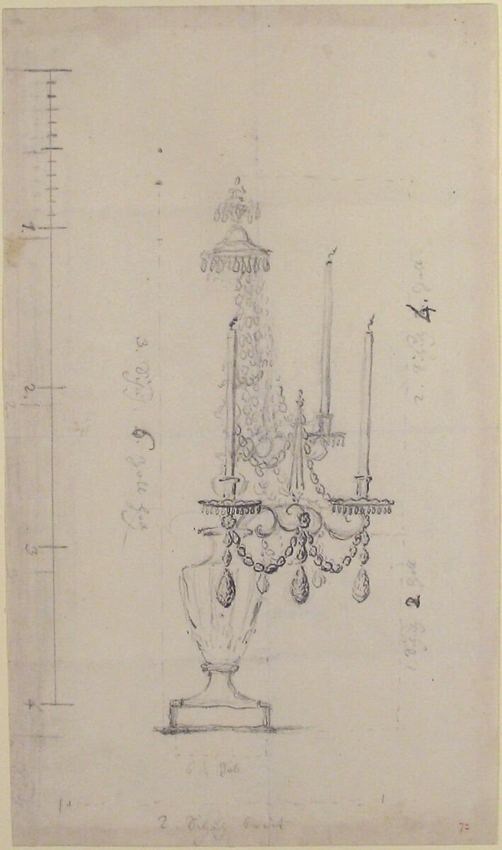 Designs for a Chandelier, Anonymous, French, 18th century, Graphite