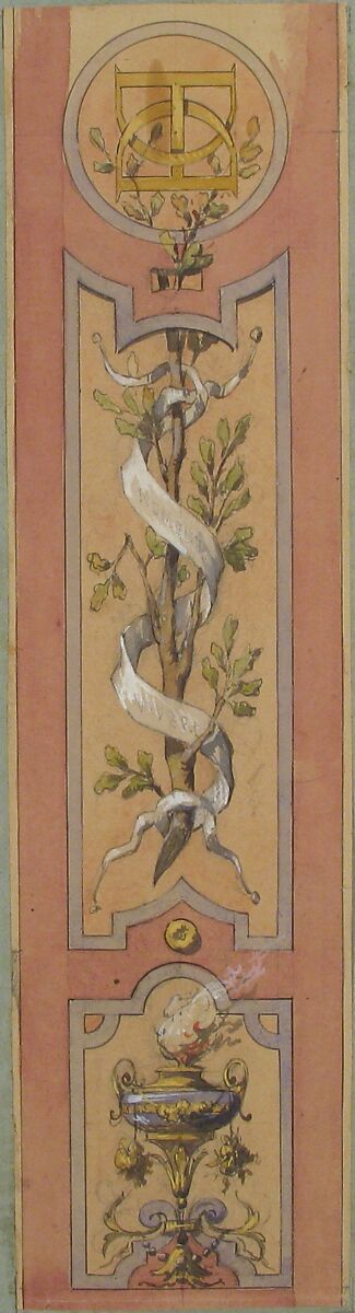 Design for Ceiling at Fontainebleau, Jules-Edmond-Charles Lachaise (French, died 1897), Graphite, pen and black ink, and watercolor