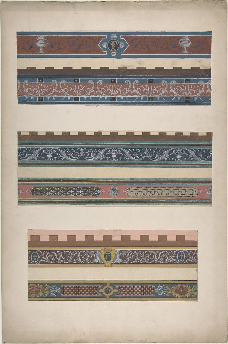 Design for Ceiling at Fontainebleau, Jules-Edmond-Charles Lachaise (French, died 1897), Graphite and gouache 
