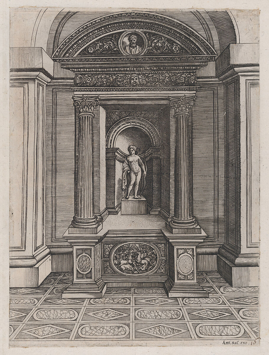 The Altar of Eros, from "Speculum Romanae Magnificentiae", Attributed to Agostino Veneziano (Agostino dei Musi) (Italian, Venice ca. 1490–after 1536 Rome), Engraving 