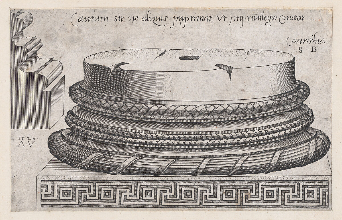 Corinthian base, from "Speculum Romanae Magnificentiae", Agostino Veneziano (Agostino dei Musi) (Italian, Venice ca. 1490–after 1536 Rome), Engraving 