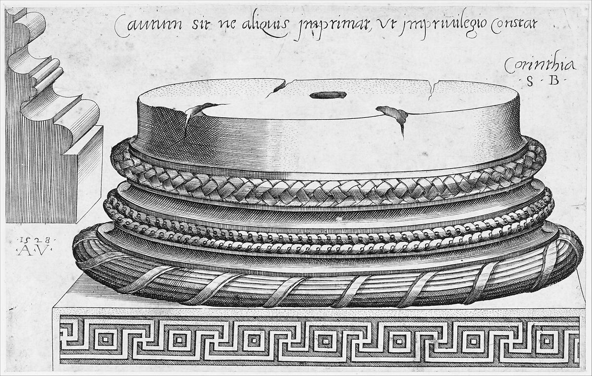 Corinthian base, from "Speculum Romanae Magnificentiae", Agostino Veneziano (Agostino dei Musi) (Italian, Venice ca. 1490–after 1536 Rome), Engraving