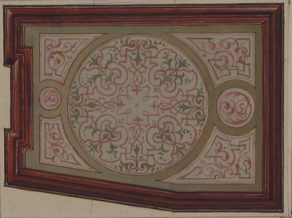 Design for Ceiling, Hôtel Hope, Jules-Edmond-Charles Lachaise (French, died 1897), Gouache and watercolor