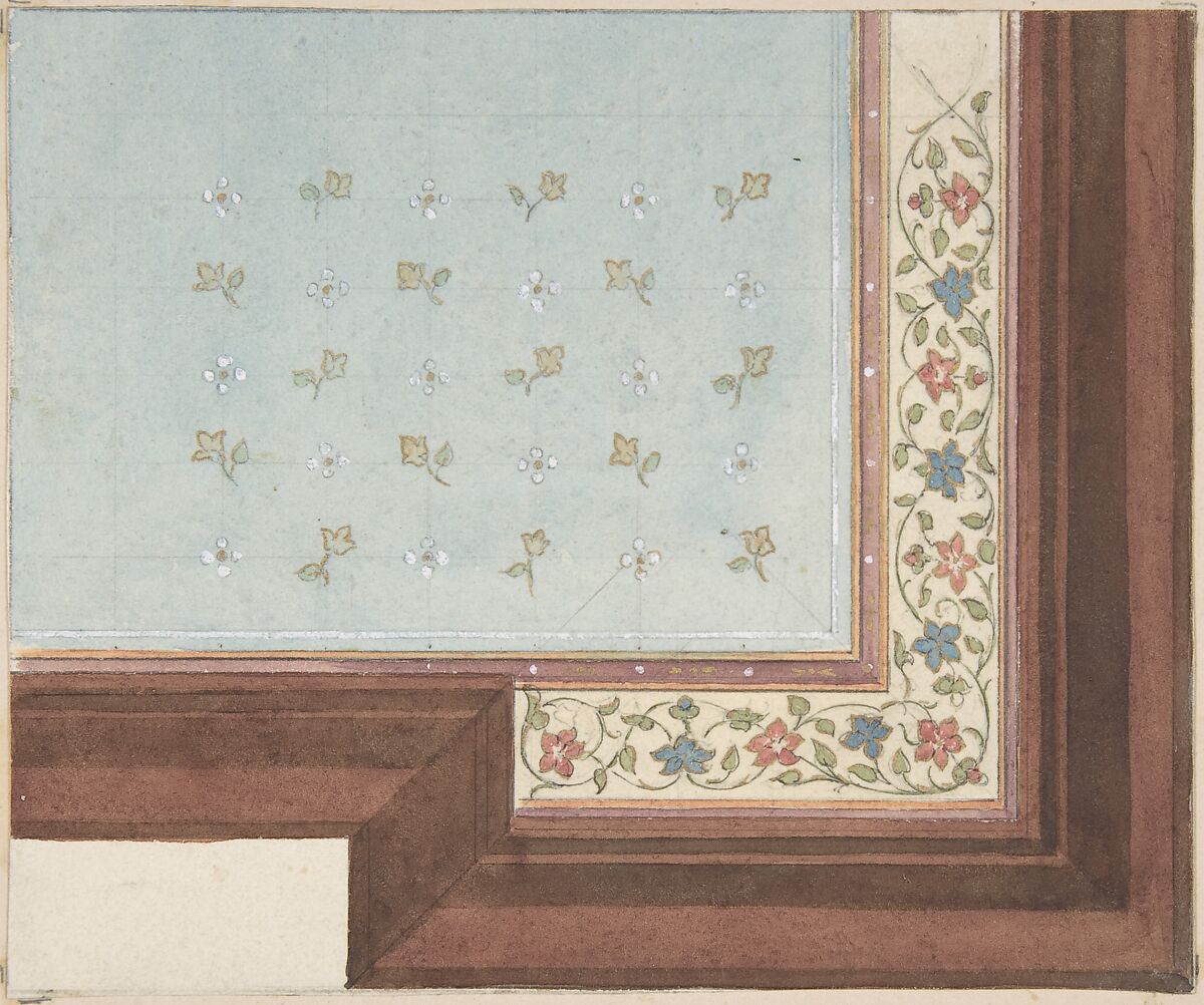 Design for Ceiling, Hôtel Hope, Jules-Edmond-Charles Lachaise (French, died 1897), Gouache, and watercolor 