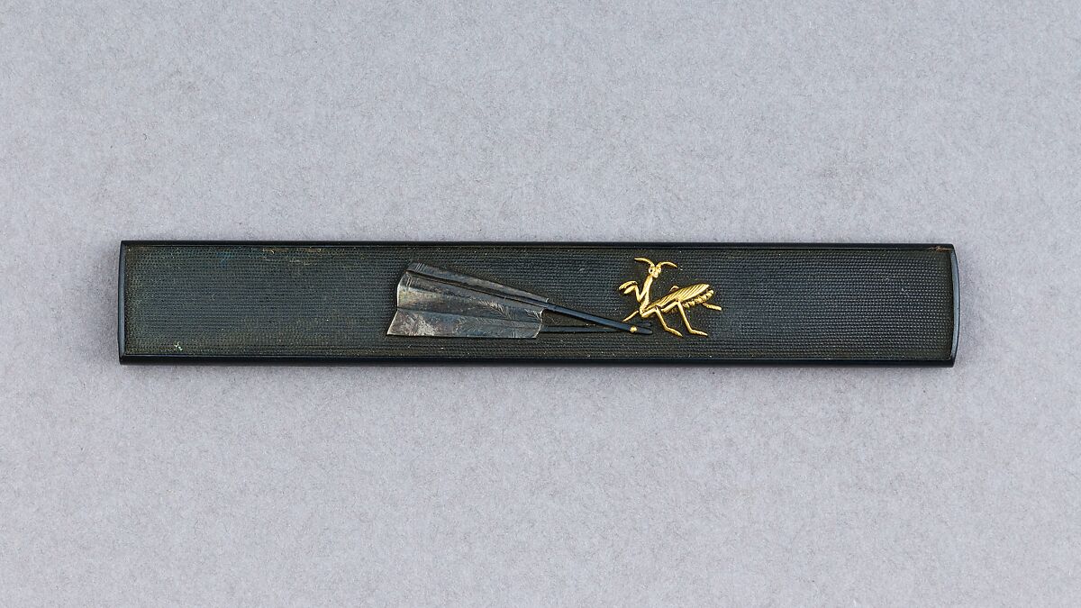 Knife Handle (Kozuka), Copper-gold alloy (shakudō), silver, gold, Japanese 