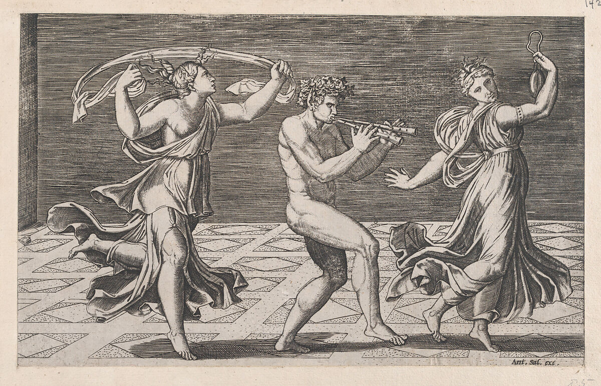Dance of Fauns and Bacchants, from "Speculum Romanae Magnificentiae", Anonymous, Engraving 