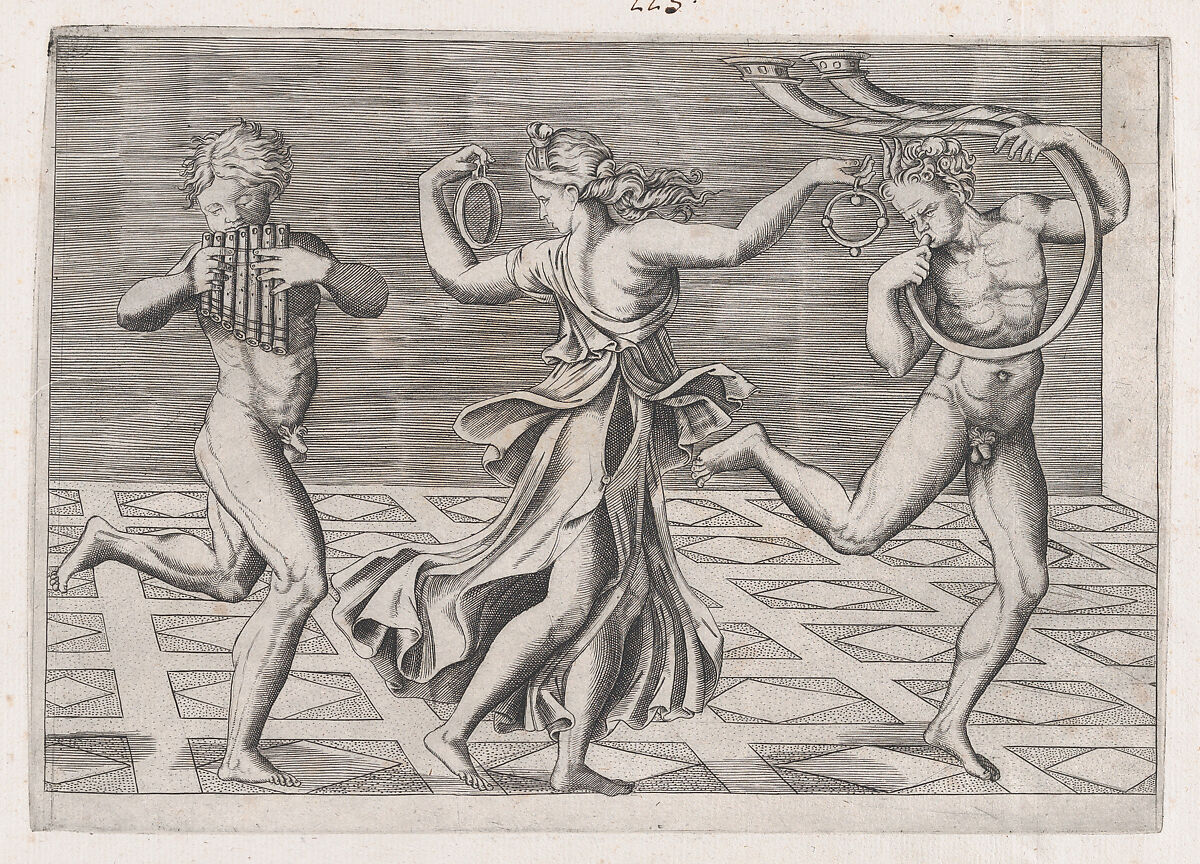 Dance of Fauns and Bacchants, from "Speculum Romanae Magnificentiae", Anonymous, Engraving 