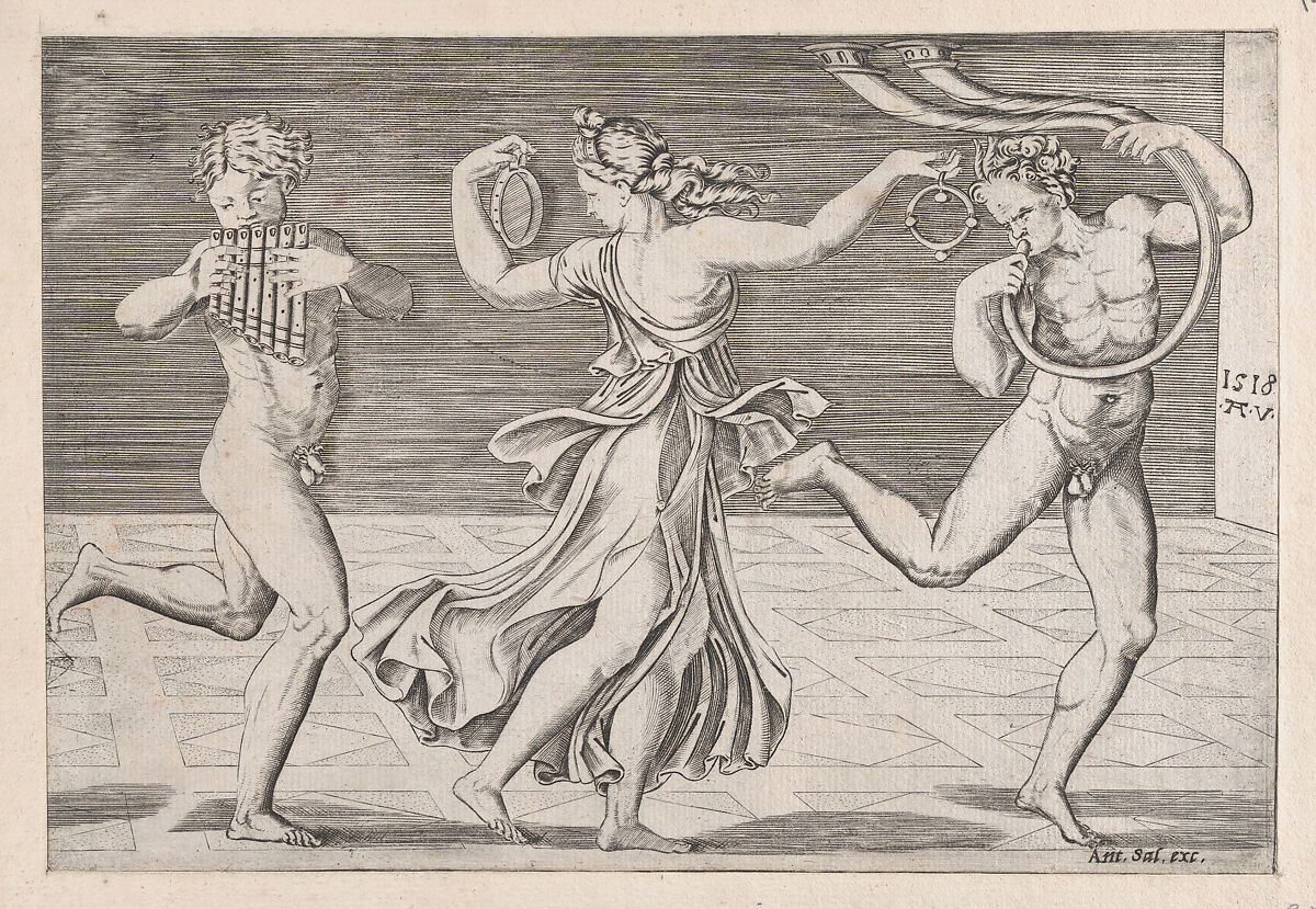 Dance of Fauns and Bacchants, from "Speculum Romanae Magnificentiae", Anonymous, Engraving 