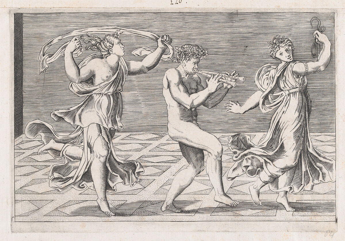 Dance of Fauns and Bacchants, from "Speculum Romanae Magnificentiae", Anonymous, Engraving 