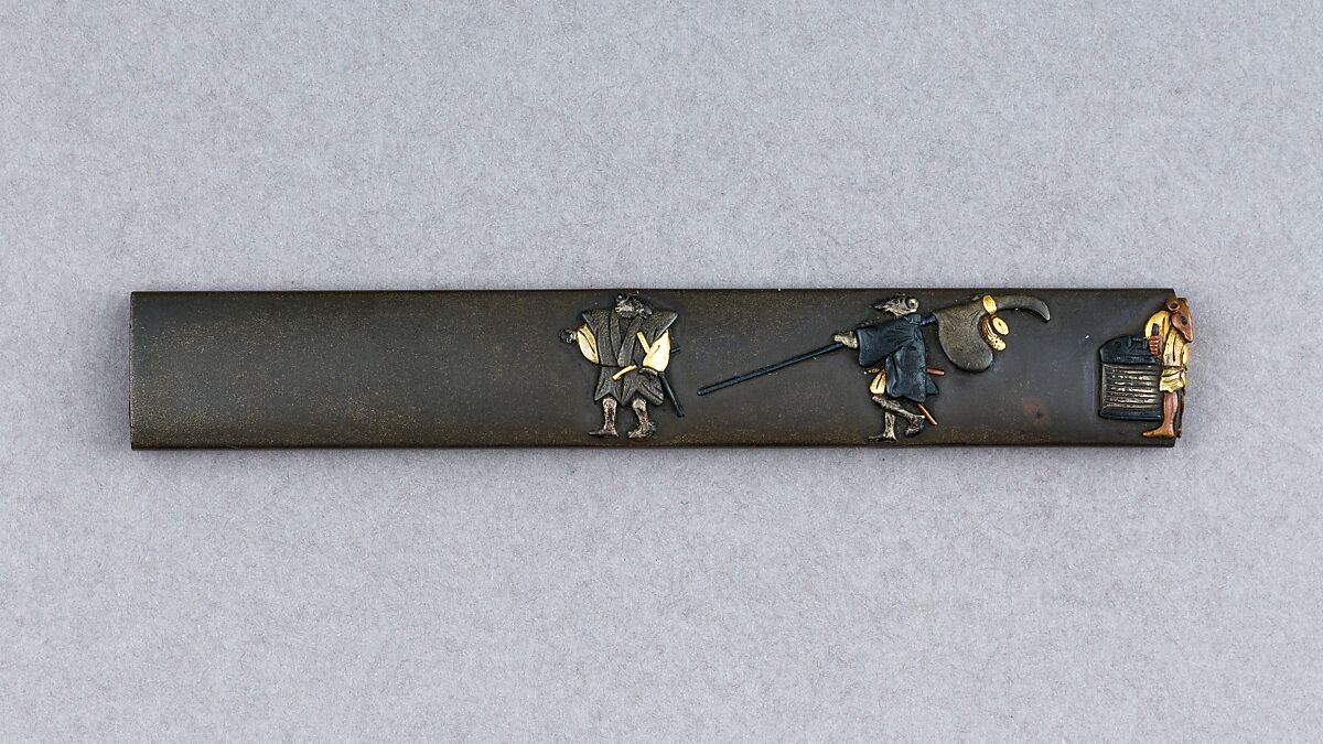 Knife Handle (Kozuka), Copper-silver alloy (shibuichi), gold, silver, copper-gold alloy (shakudō), copper, Japanese 