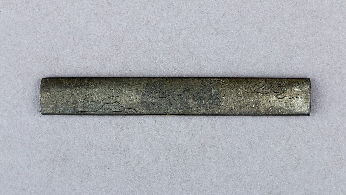 Knife Handle (Kozuka), Copper-gold alloy (shakudō), gold, silver, copper-silver alloy (shibuichi), Japanese