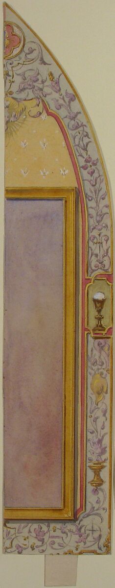 Design for Arched Window, Farnborough, Jules-Edmond-Charles Lachaise (French, died 1897), Graphite, watercolor, gouache, and gilt