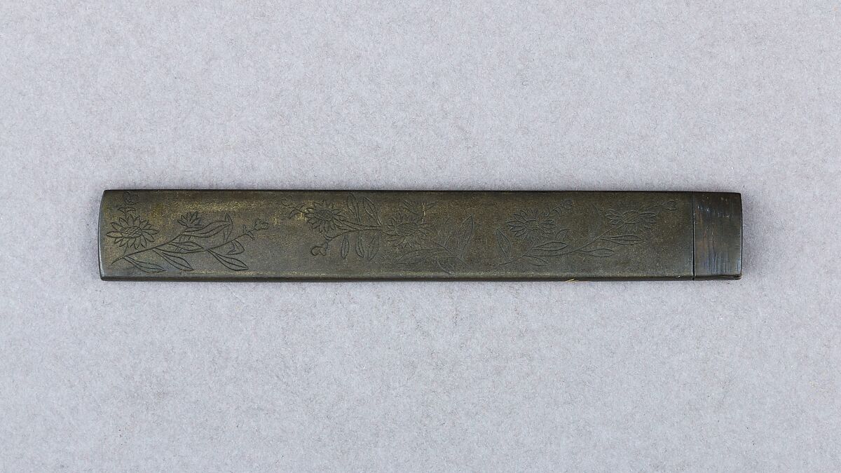 Knife Handle (Kozuka), Copper-gold alloy (shakudō), gold, silver, copper-silver alloy (shibuichi), Japanese