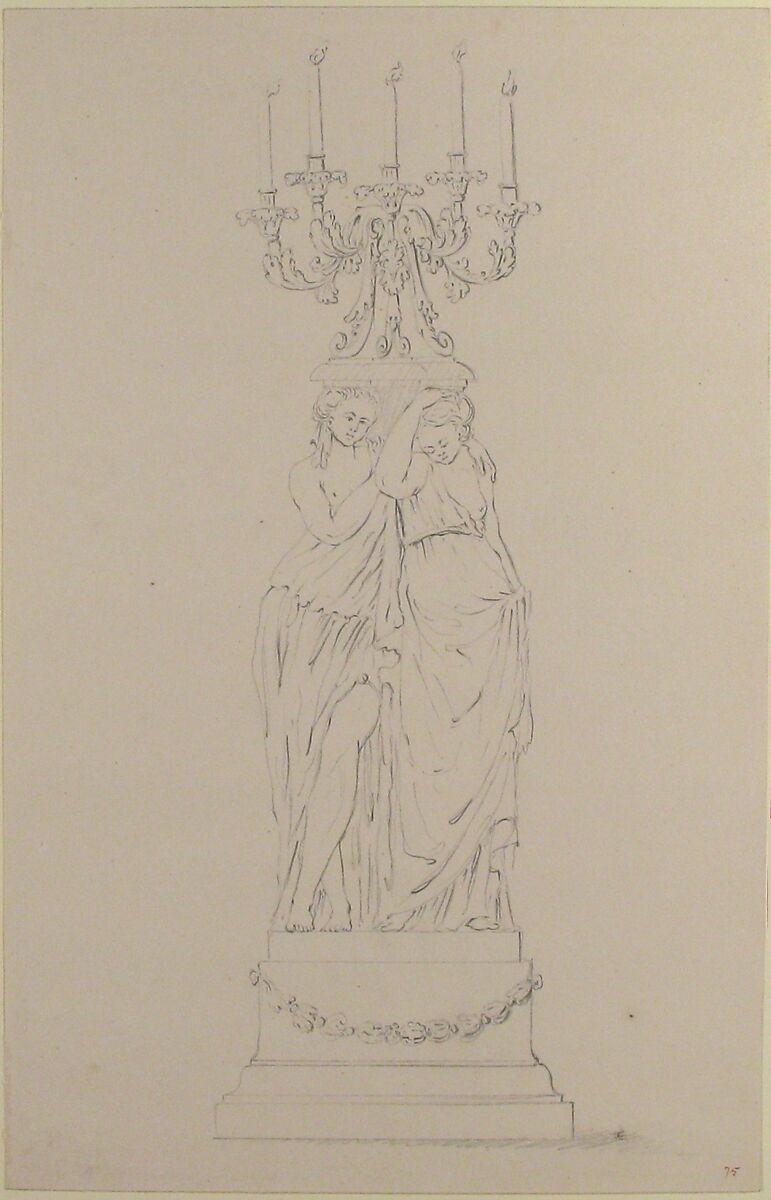 Design for a Candelabra, Anonymous, French, 18th century, Graphite