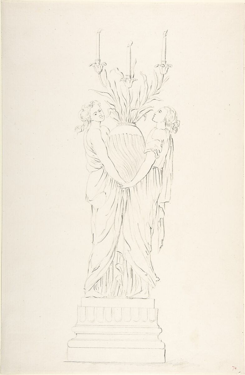Design for a Candelabra, Anonymous, French, 18th century, Graphite 