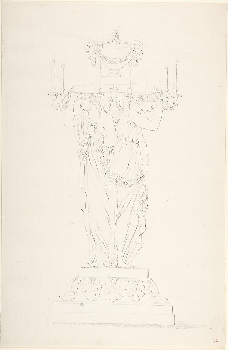 Design for a Candelabra, Anonymous, French, 18th century, Graphite 