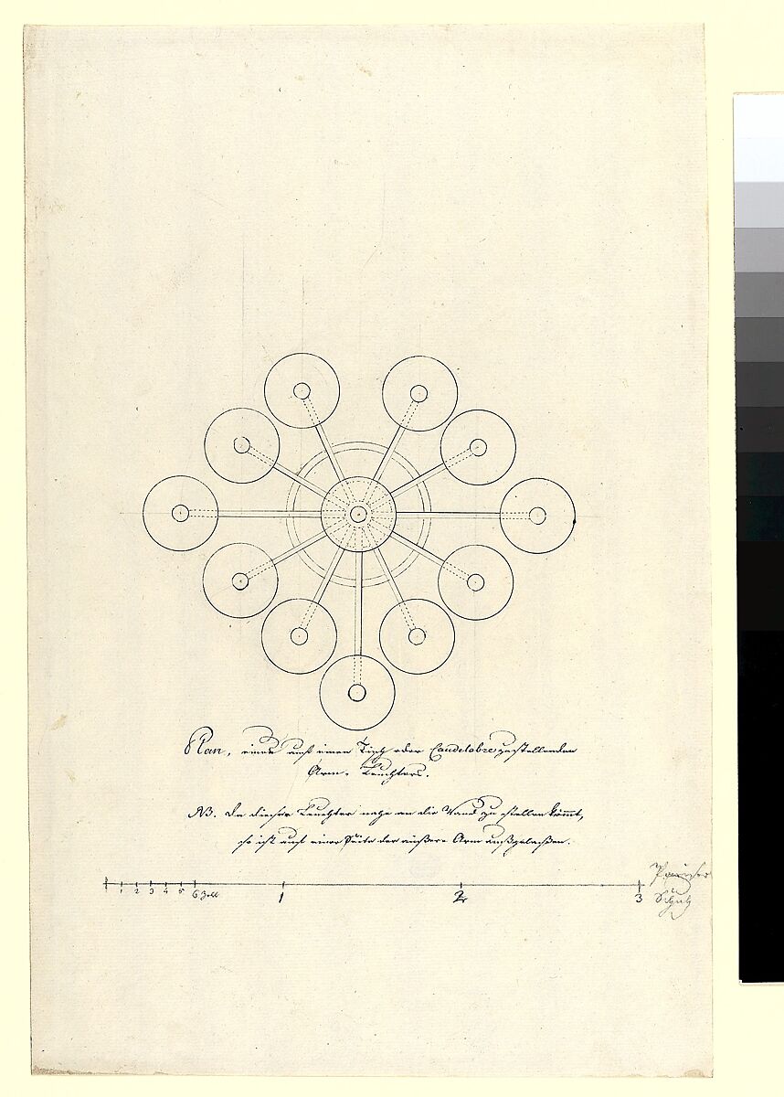 Design for a Candelabra, Anonymous, French, 18th century, Pen and black ink, graphite