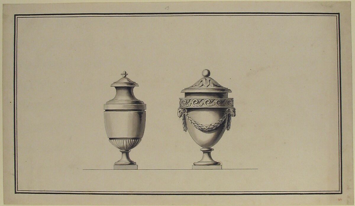 Design for an Urn, Anonymous, French, 18th century, Pen and black and gray ink, brush and gray wash 