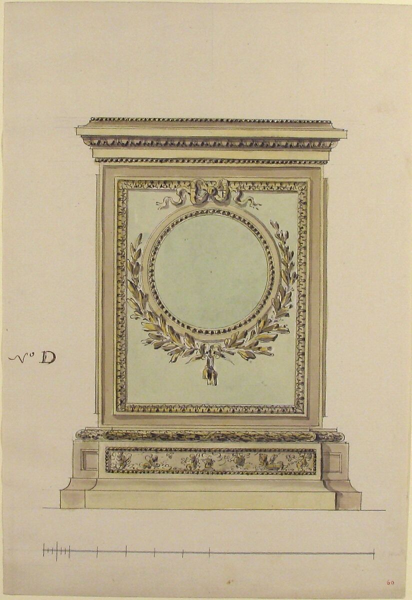 Design for a Clock, Anonymous, French, 18th century, Pen and brown ink, brush and gray, yellow, and green wash 