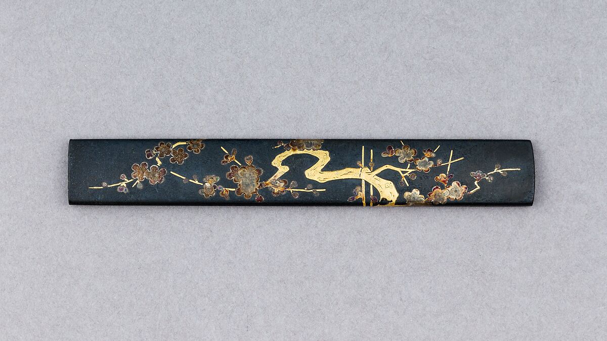 Knife Handle (Kozuka), Copper-gold alloy (shakudō), gold, silver, copper-silver alloy (shibuichi), Japanese 