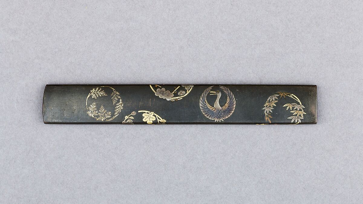 Knife Handle (Kozuka), Copper-silver alloy (shibuichi), gold, silver, copper, Japanese