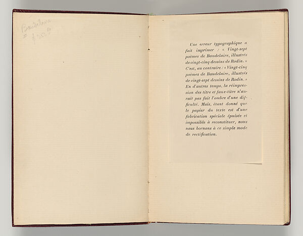 Vingt-sept poèmes des Fleurs du Mal, Written by Charles Baudelaire (French, Paris 1821–1867 Paris)