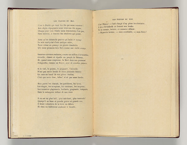 Vingt-sept poèmes des Fleurs du Mal, Written by Charles Baudelaire (French, Paris 1821–1867 Paris)