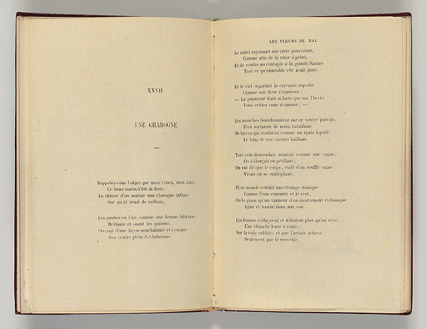 Vingt-sept poèmes des Fleurs du Mal, Written by Charles Baudelaire (French, Paris 1821–1867 Paris)