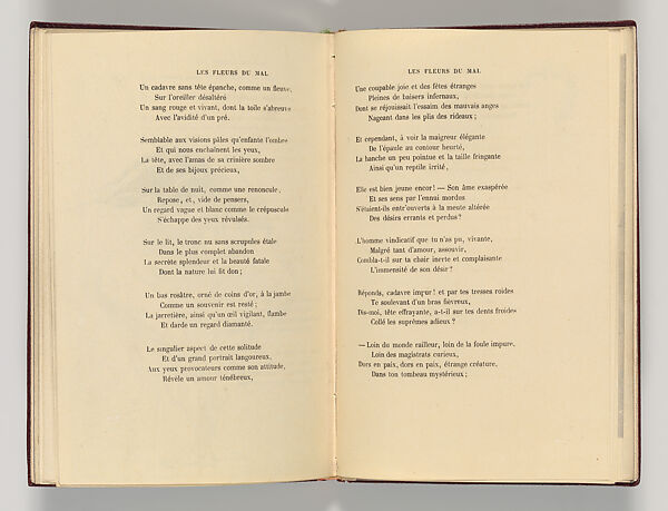Vingt-sept poèmes des Fleurs du Mal, Written by Charles Baudelaire (French, Paris 1821–1867 Paris)