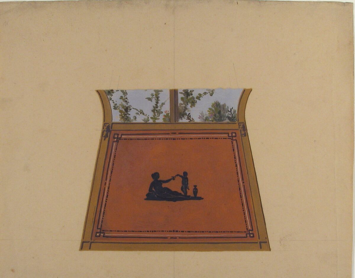 Pompeiian Design for Paneling, Jules-Edmond-Charles Lachaise (French, died 1897), Graphite and gouache