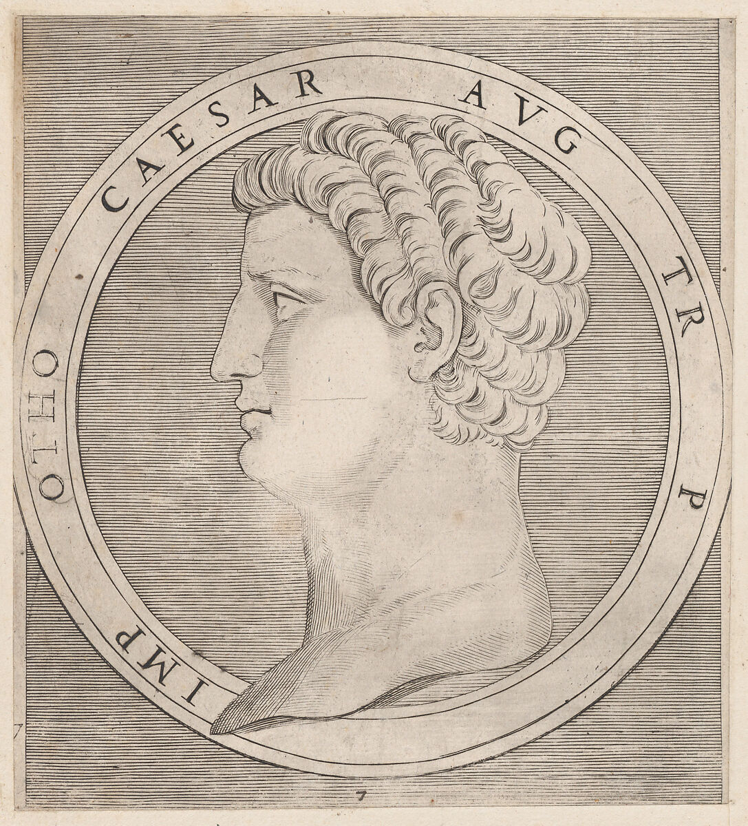Otho, from The Twelve Caesars, from "Speculum Romanae Magnificentiae", Marcantonio Raimondi (Italian, Argini (?) ca. 1480–before 1534 Bologna (?)), Engraving; second state of three 