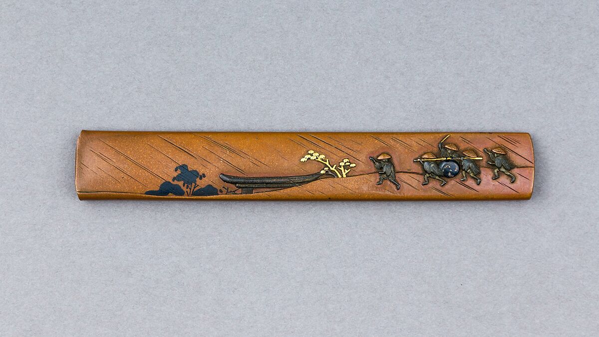 Knife Handle (Kozuka), Copper, gold, silver, copper-gold alloy (shakudō), Japanese 