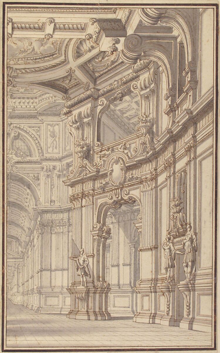 Design for a Stage Set, Showing Right Half Only, Attributed to Prospero Zanichelli (Italian, Reggio Emilia 1698–1772 Reggio Emilia)