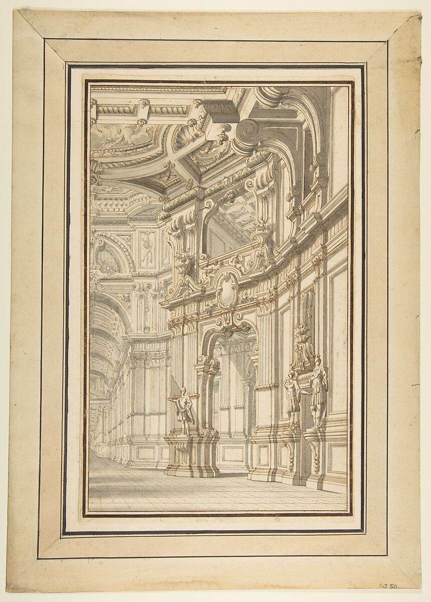 Design for a Stage Set, Showing Right Half Only, Attributed to Prospero Zanichelli (Italian, Reggio Emilia 1698–1772 Reggio Emilia) 