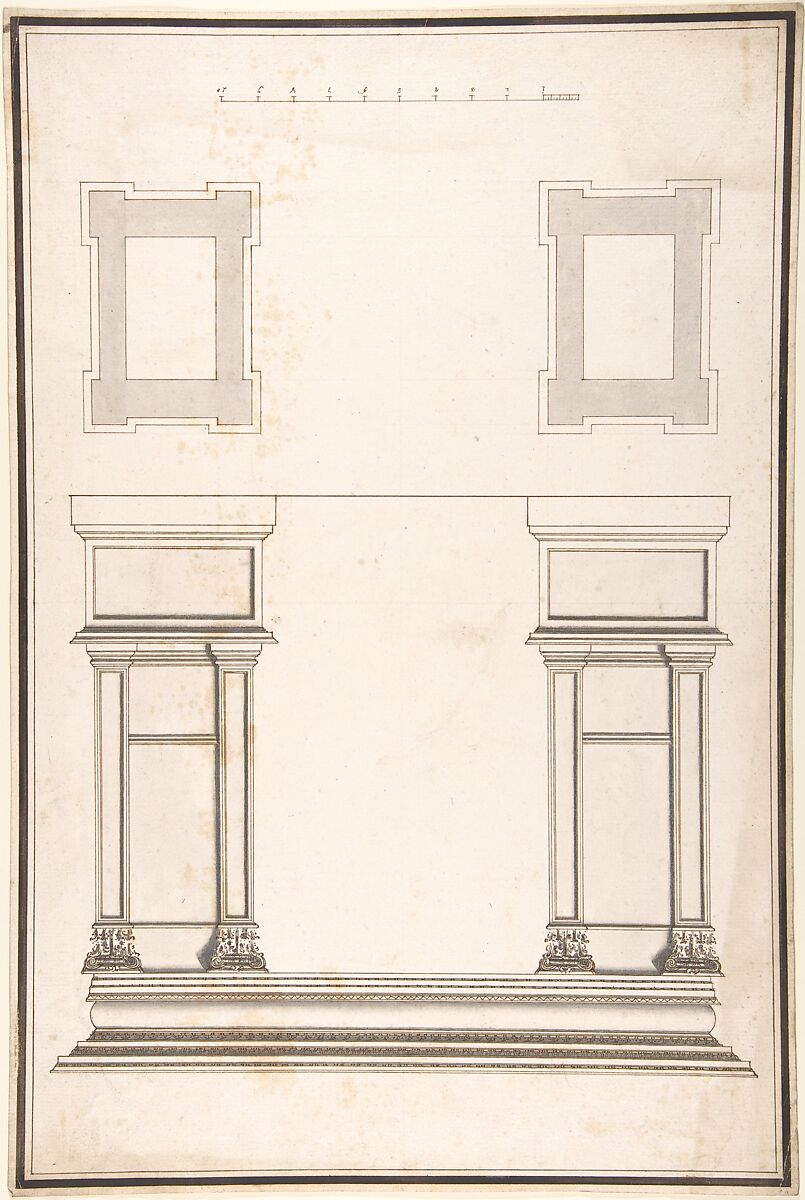 Entrance Portal: Plan and Elevation, Each Pier Consisting of Two Pilasters, Attributed to Antonio Maria Visentini (Italian, Venice 1688–1782 Venice) 