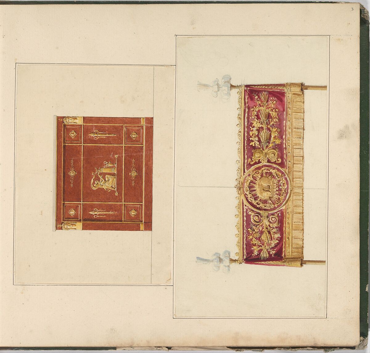 Designs for Furniture, Pierre Antoine Bellangé (French, Paris 1758–1827 Paris), Pen and black ink, graphite, and watercolor