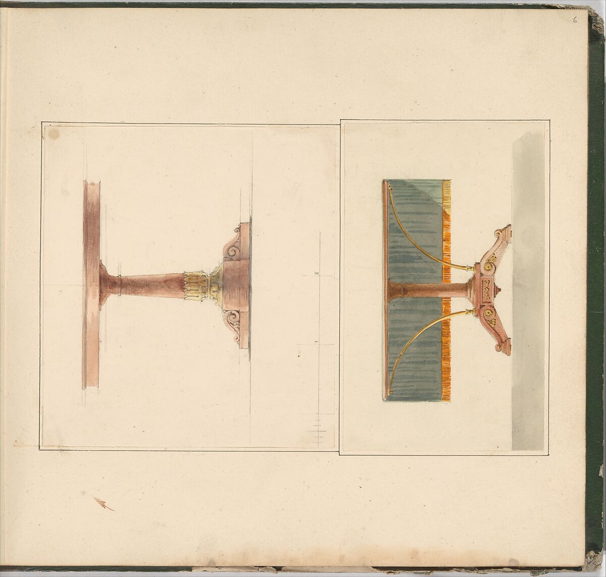 Designs for Furniture, Pierre Antoine Bellangé (French, Paris 1758–1827 Paris), Pen and black ink, graphite, and watercolor