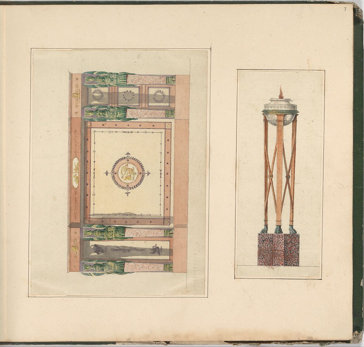 Designs for Furniture, Pierre Antoine Bellangé (French, Paris 1758–1827 Paris), Pen and black ink, graphite, and watercolor