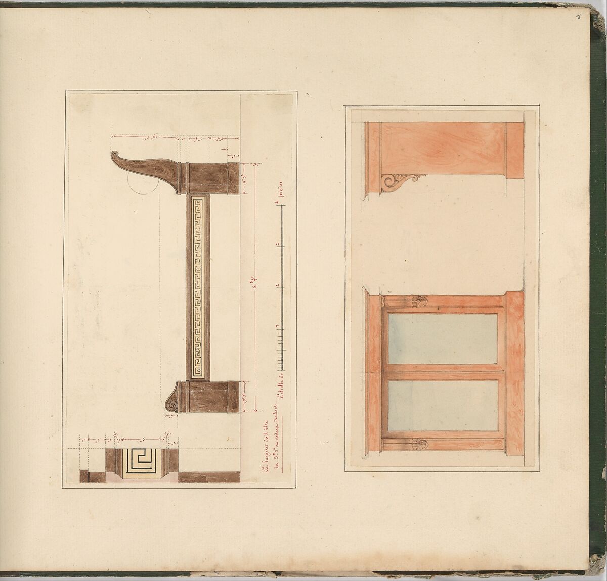 Designs for Furniture, Pierre Antoine Bellangé (French, Paris 1758–1827 Paris), Pen and black ink, graphite, and watercolor