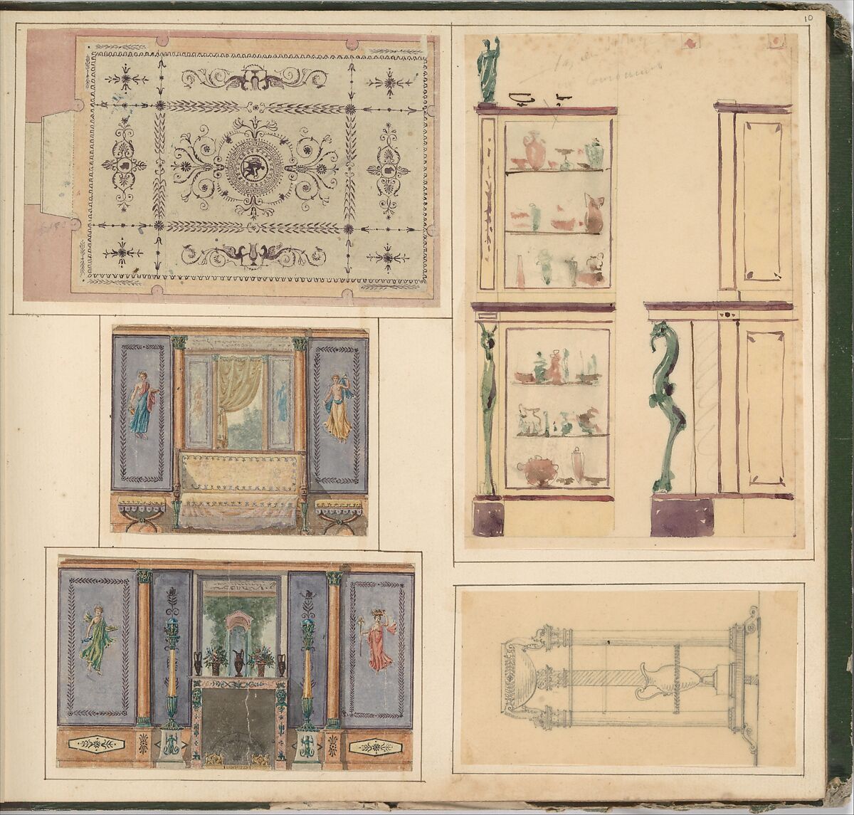 Designs for Furniture, Pierre Antoine Bellangé (French, Paris 1758–1827 Paris), Pen and black ink, graphite, and watercolor